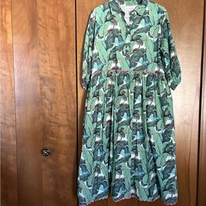 Tropical Green Midi Dress